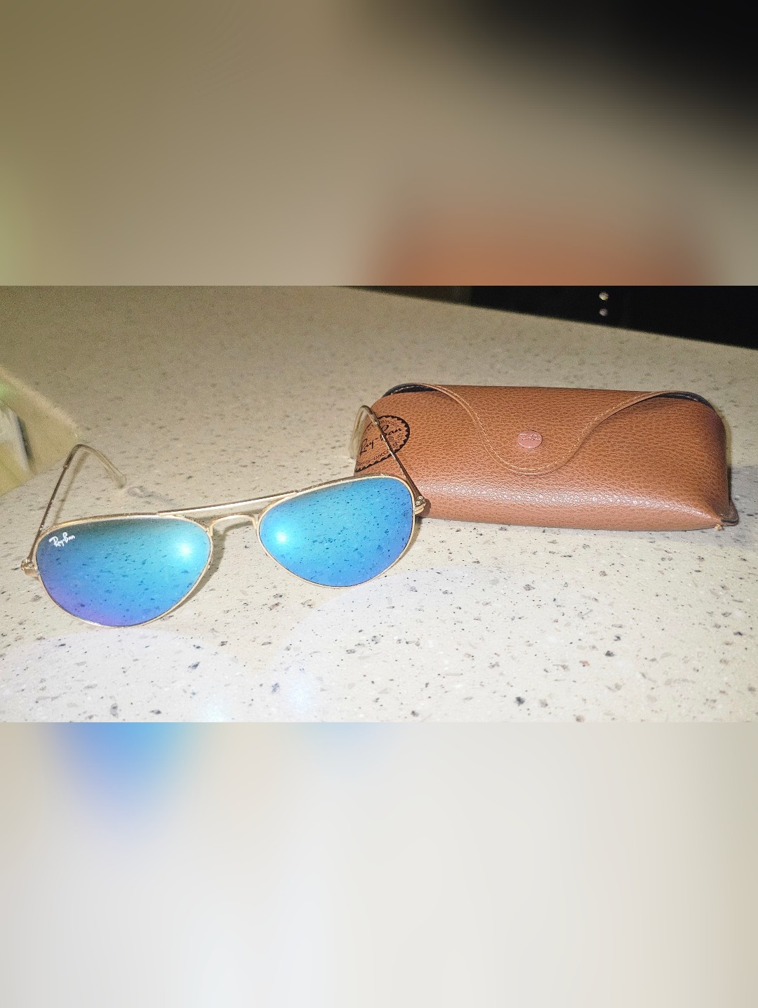 Ray-Ban Rb3025 112/17 Aviator Classic Gold Frame Blue Mirror Lenses Sunglasses